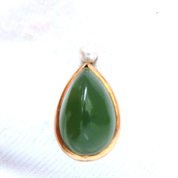 Natural American Green Jade Hat stick Pin scarf 14kt gold main image 2